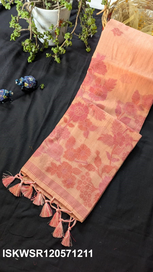 Chanderi Weaved Silk Saree With Contrast Blouse-ISKWSR120571211