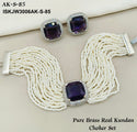 Pure Brass Real Kundan Choker Set-ISKJW3006AK-S-85