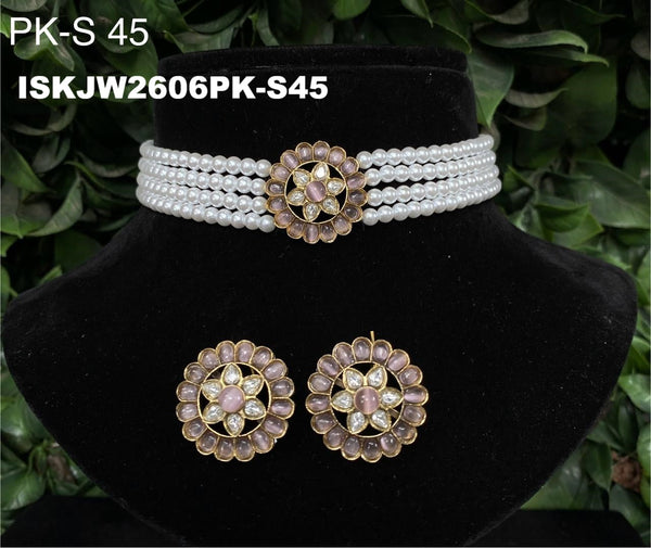Kundan Chokar Set-ISKJW2606PK-S45