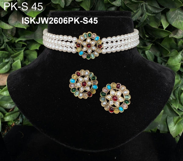 Kundan Chokar Set-ISKJW2606PK-S45