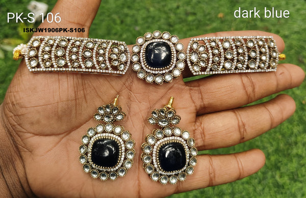 Kundan Necklace Set-ISKJW1906PK-S106