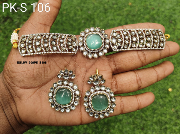 Kundan Necklace Set-ISKJW1906PK-S106