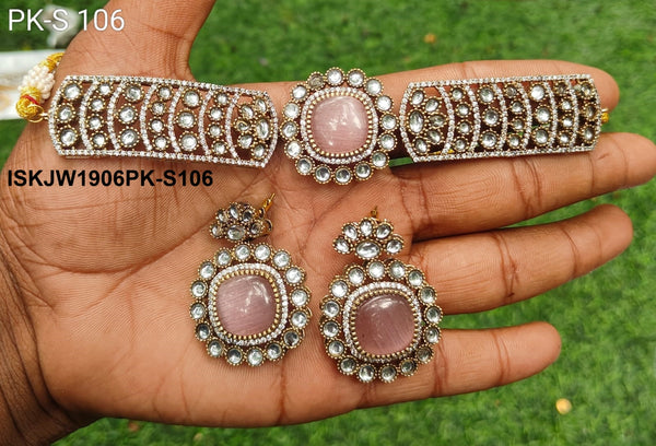 Kundan Necklace Set-ISKJW1906PK-S106