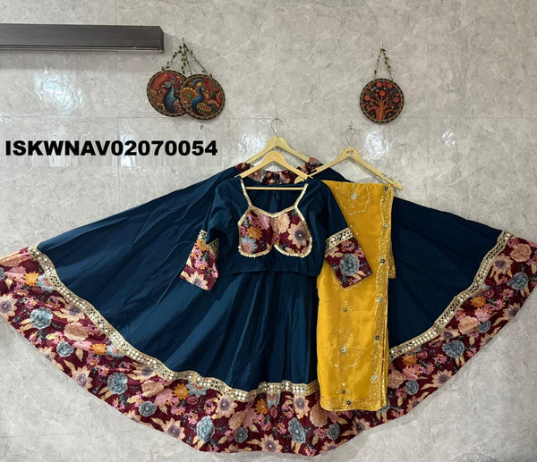 Embroidered Silk Lehenga With Blouse And Vintage Dupatta-ISKWNAV02070054