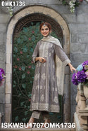 Embroidered Rayon Anarkali Kurti With Pant And Printed Dupatta-ISKWSU1707OMK1736