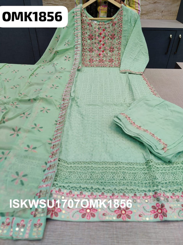 Embroidered Rayon Schiffli Kurti With Pant And Dupatta-ISKWSU1707OMK1856