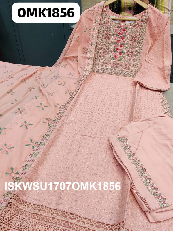 Embroidered Rayon Schiffli Kurti With Pant And Dupatta-ISKWSU1707OMK1856