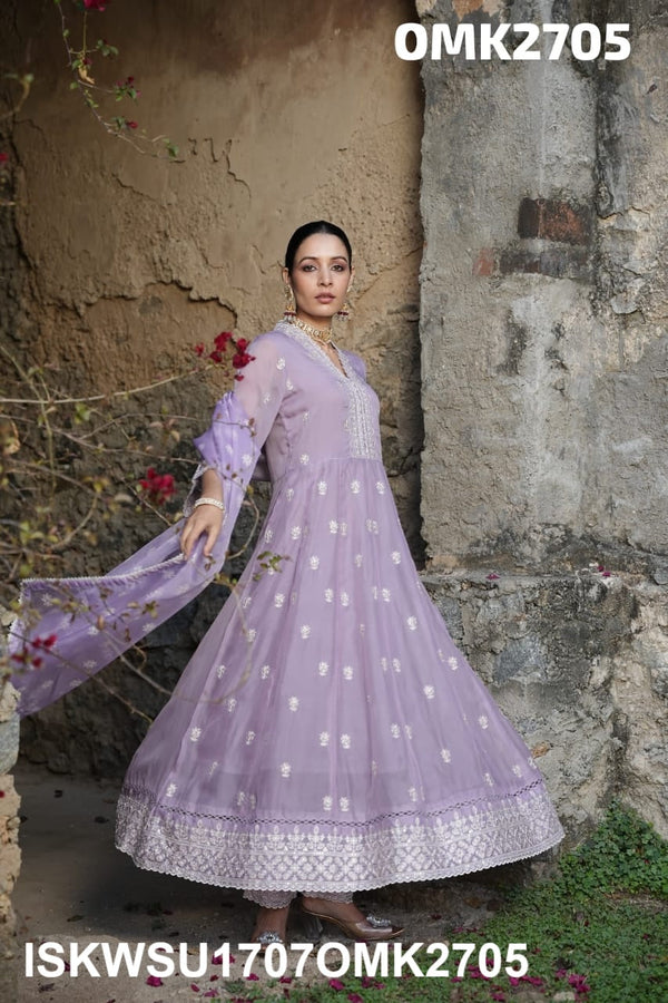 Embroidered Organza Anarkali Kurti With Pant And Dupatta-ISKWSU1707OMK2705