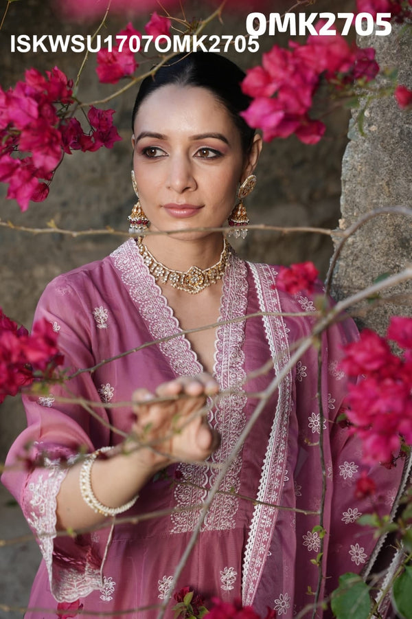 Embroidered Organza Anarkali Kurti With Pant And Dupatta-ISKWSU1707OMK2705