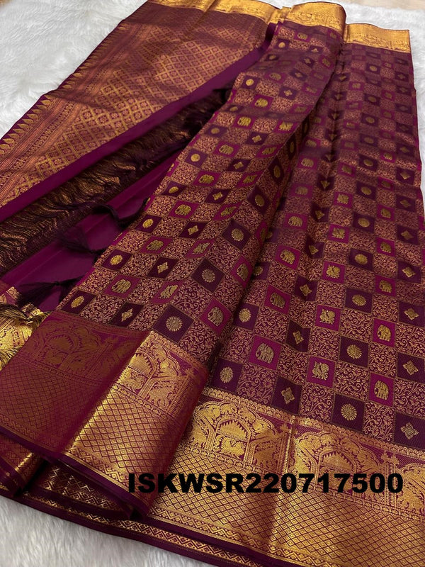 Kanchipuram Handloom Silk Saree With Blouse-ISKWSR220717500