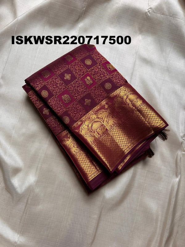 Kanchipuram Handloom Silk Saree With Blouse-ISKWSR220717500