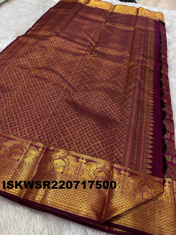 Kanchipuram Handloom Silk Saree With Blouse-ISKWSR220717500