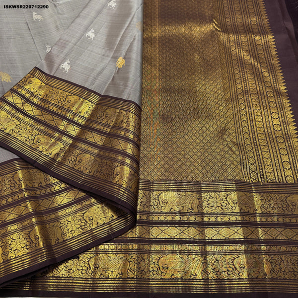 Kanchipuram Handloom Silk Saree With Vintage Blouse-ISKWSR220712290