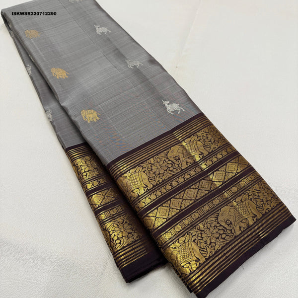 Kanchipuram Handloom Silk Saree With Vintage Blouse-ISKWSR220712290