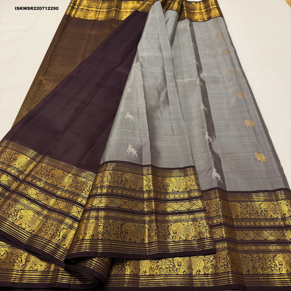 Kanchipuram Handloom Silk Saree With Vintage Blouse-ISKWSR220712290