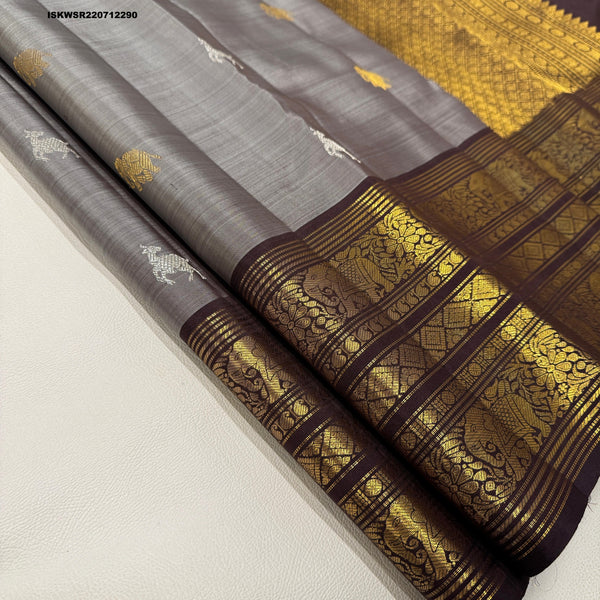 Kanchipuram Handloom Silk Saree With Vintage Blouse-ISKWSR220712290