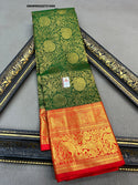 Kanchipuram Handloom Silk Saree With Contrast Blouse-ISKWSR220721600