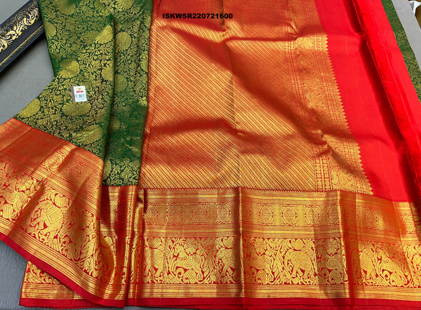 Kanchipuram Handloom Silk Saree With Contrast Blouse-ISKWSR220721600