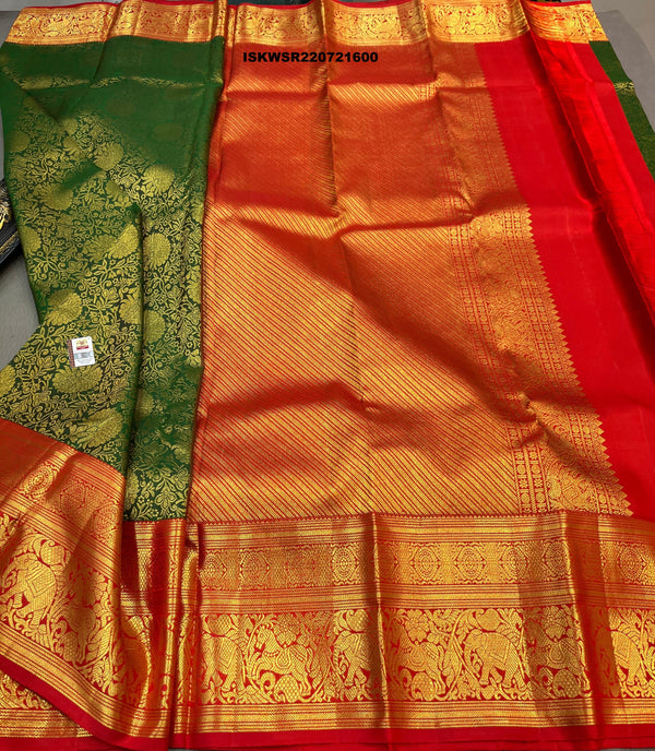 Kanchipuram Handloom Silk Saree With Contrast Blouse-ISKWSR220721600