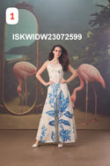 Printed Silk Front Slit Top And Palazzo-ISKWIDW23072599