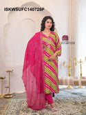 Lehariya Printed Maslin Kurti With Silk Pant And Dupatta-ISKWSUFC140725P/FC140725Y