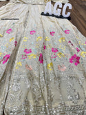 Embroidered Tissue Silk Front Slit Kurti With Pant And Chiffon Dupatta-ISKWSU240796553