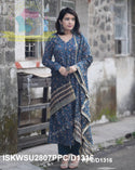 Hand Block Printed Cotton Anarkali Kurti With Pant And Chanderi Silk Dupatta-ISKWSU2807PPC/D1316