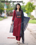 Khadi Cotton Kurti With Khadi Pant And Block Printed Dupatta-ISKWSU2807PPC/D2002
