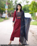 Khadi Cotton Kurti With Khadi Pant And Block Printed Dupatta-ISKWSU2807PPC/D2002