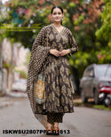 Ajrakh Printed Cotton Anarkali Kurti With Pant And Malmal Cotton Dupatta-ISKWSU2807PPC/D1813