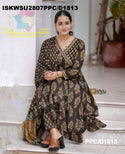 Ajrakh Printed Cotton Anarkali Kurti With Pant And Malmal Cotton Dupatta-ISKWSU2807PPC/D1813