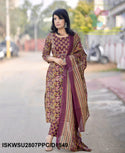 Kalamkari Printed Cotton Kurti With Block Printed Pant And Malmal Cotton Dupatta-ISKWSU2807PPC/D1849