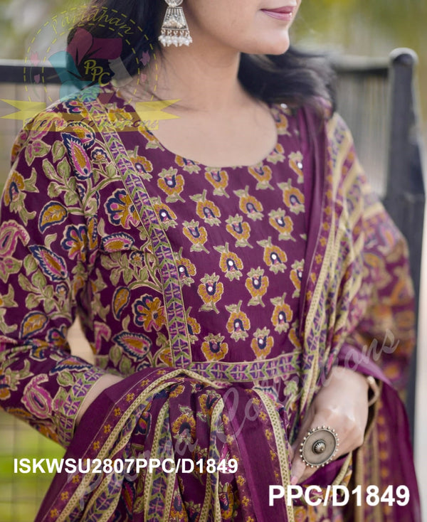 Kalamkari Printed Cotton Kurti With Block Printed Pant And Malmal Cotton Dupatta-ISKWSU2807PPC/D1849