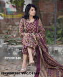 Kalamkari Printed Cotton Kurti With Block Printed Pant And Malmal Cotton Dupatta-ISKWSU2807PPC/D1849