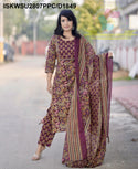 Kalamkari Printed Cotton Kurti With Block Printed Pant And Malmal Cotton Dupatta-ISKWSU2807PPC/D1849