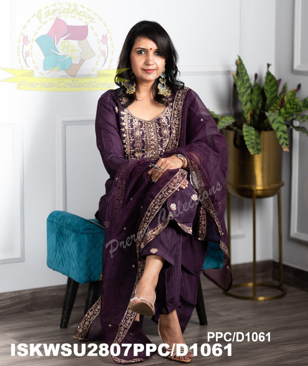 Banarasi Weaved Chanderi Silk Kurti With Silk Pant And Organza Dupatta-ISKWSU2807PPC/D1061