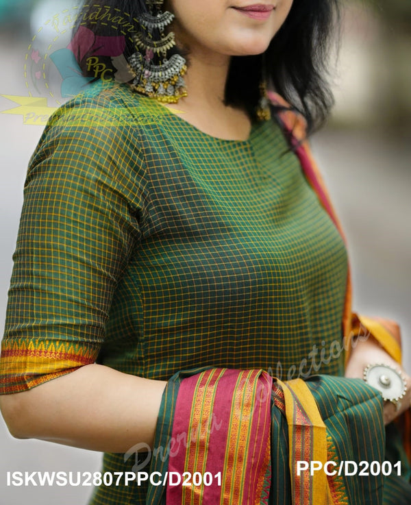 Cotton Silk Kurti With Pant And Dupatta-ISKWSU2807PPC/D2001