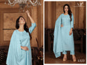Embroidered Chanderi Kurti With Pant And Dupatta-ISKWSU290734221
