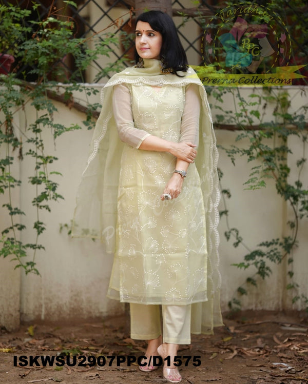Embroidered Kota Doriya Kurti With Cotton Pant And Dupatta-ISKWSU2907PPC/D1575