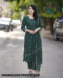 Hand Weaved Cotton Kurti With Pant And Kota Doriya Dupatta-ISKWSU2907PPC/D1968