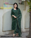 Hand Weaved Cotton Kurti With Pant And Kota Doriya Dupatta-ISKWSU2907PPC/D1968