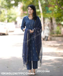 Hand Weaved Cotton Kurti With Pant And Kota Doriya Dupatta-ISKWSU2907PPC/D1966
