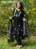 Hand Printed Silk Kurti With Pant And Dupatta-ISKWSU3007PPC/D1371