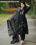 Hand Printed Silk Kurti With Pant And Dupatta-ISKWSU3007PPC/D1371