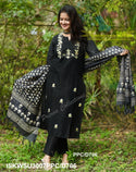 Hand Printed Silk Kurti With Pant And Dupatta-ISKWSU3007PPC/D1371