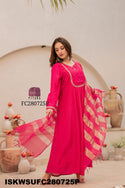 Embroidered Maslin Silk Kurti With Silk Pant And Tissue Silk Dupatta-ISKWSUFC280725P/FC280725G