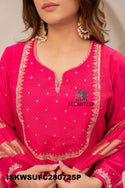 Embroidered Maslin Silk Kurti With Silk Pant And Tissue Silk Dupatta-ISKWSUFC280725P/FC280725G