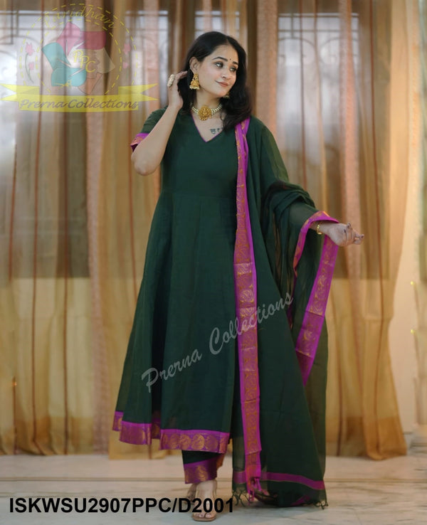 Cotton Silk Anarkali Kurti With Pant And Dupatta-ISKWSU2907PPC/D2001