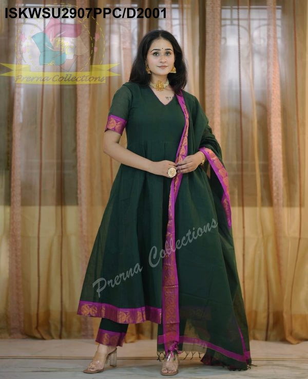 Cotton Silk Anarkali Kurti With Pant And Dupatta-ISKWSU2907PPC/D2001