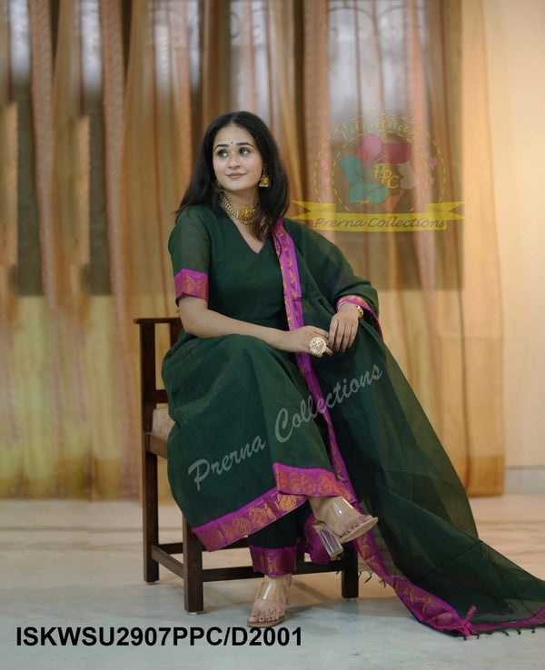 Cotton Silk Anarkali Kurti With Pant And Dupatta-ISKWSU2907PPC/D2001